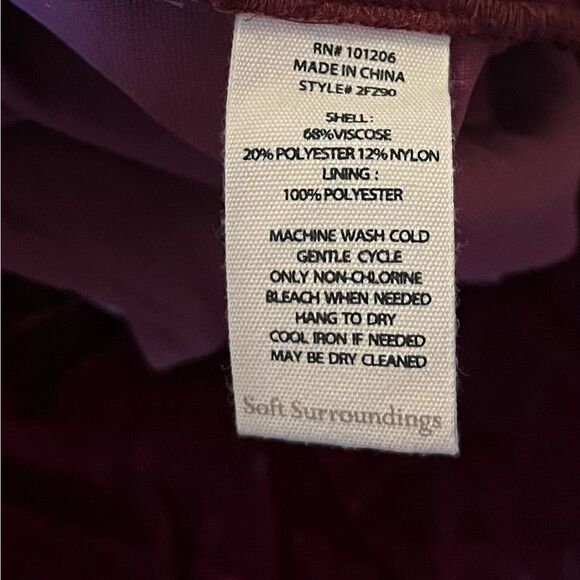 NWT Soft Surroundings Red Velvet Wide Leg Pants. Size Large! - Picture 2 of 9